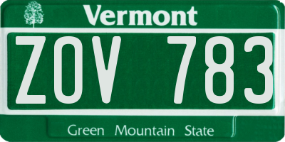 VT license plate ZOV783