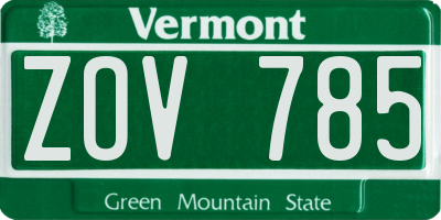 VT license plate ZOV785