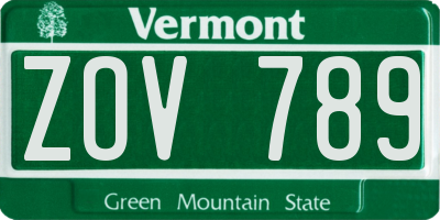 VT license plate ZOV789