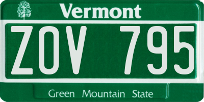 VT license plate ZOV795