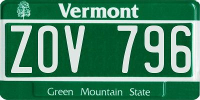 VT license plate ZOV796