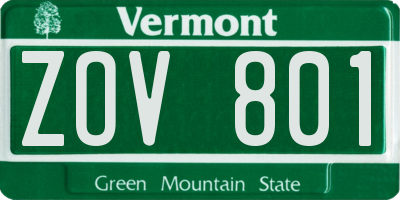 VT license plate ZOV801