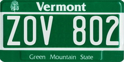 VT license plate ZOV802
