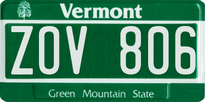 VT license plate ZOV806