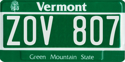 VT license plate ZOV807
