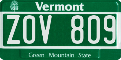 VT license plate ZOV809