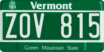 VT license plate ZOV815