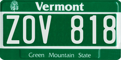 VT license plate ZOV818