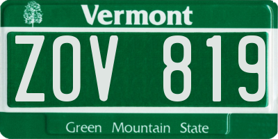 VT license plate ZOV819