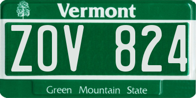 VT license plate ZOV824