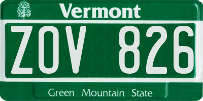 VT license plate ZOV826