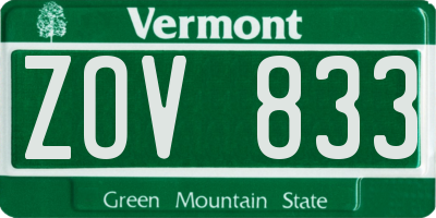 VT license plate ZOV833