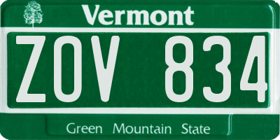 VT license plate ZOV834