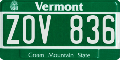 VT license plate ZOV836