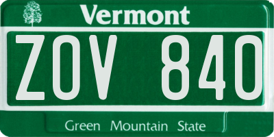 VT license plate ZOV840
