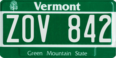 VT license plate ZOV842
