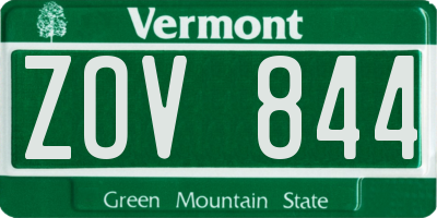 VT license plate ZOV844