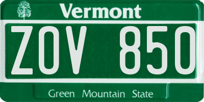 VT license plate ZOV850