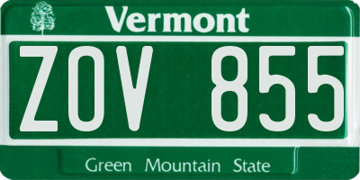 VT license plate ZOV855