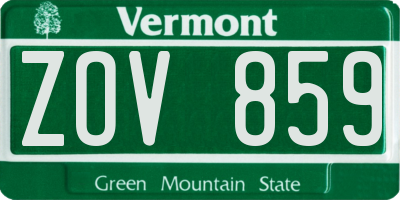 VT license plate ZOV859
