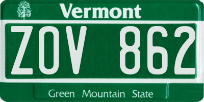 VT license plate ZOV862