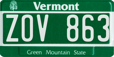 VT license plate ZOV863
