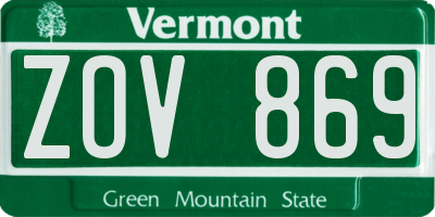 VT license plate ZOV869