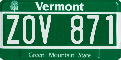 VT license plate ZOV871