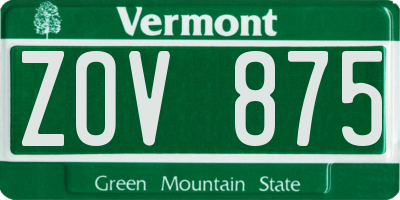 VT license plate ZOV875