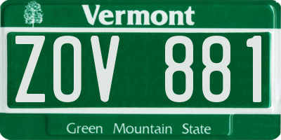 VT license plate ZOV881