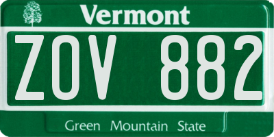 VT license plate ZOV882