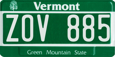 VT license plate ZOV885