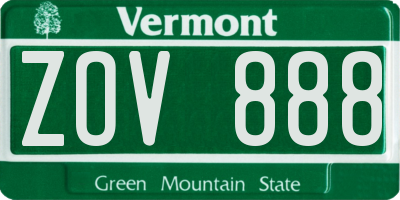 VT license plate ZOV888