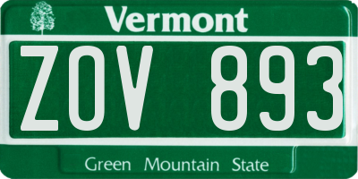 VT license plate ZOV893