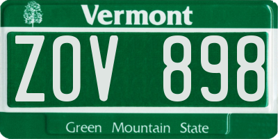 VT license plate ZOV898