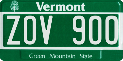 VT license plate ZOV900