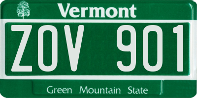 VT license plate ZOV901