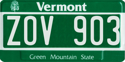 VT license plate ZOV903