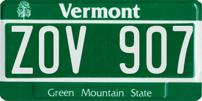 VT license plate ZOV907