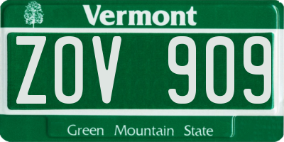 VT license plate ZOV909