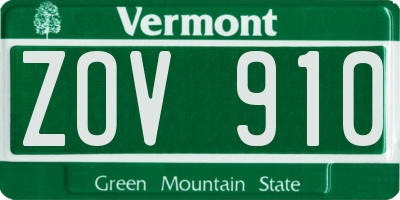 VT license plate ZOV910