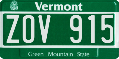 VT license plate ZOV915