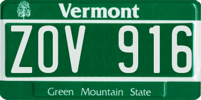 VT license plate ZOV916