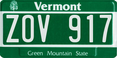 VT license plate ZOV917