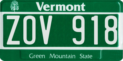 VT license plate ZOV918