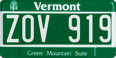 VT license plate ZOV919