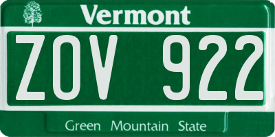 VT license plate ZOV922