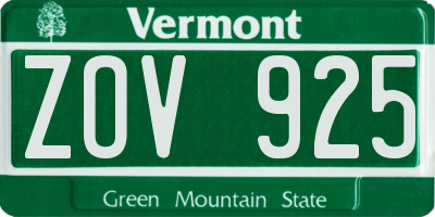 VT license plate ZOV925