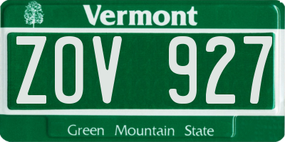 VT license plate ZOV927