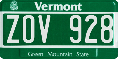 VT license plate ZOV928